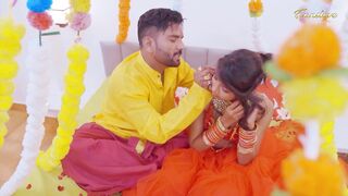 Slim bhabhi enjoyed her first Suhagrat night and fucked hard